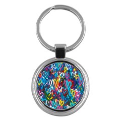 Graffiti Hearts Street Art Spray Paint Rad Key Chains (round)  by genx