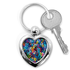 Graffiti Hearts Street Art Spray Paint Rad Key Chains (heart)  by genx