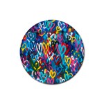 Graffiti Hearts Street Art Spray Paint Rad Rubber Coaster (Round)  Front