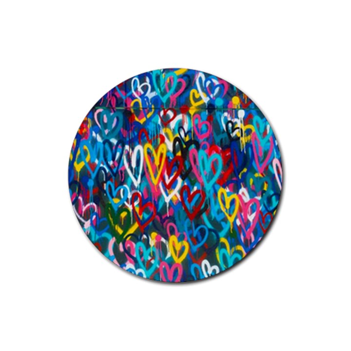 Graffiti Hearts Street Art Spray Paint Rad Rubber Coaster (Round) 