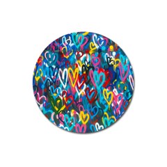 Graffiti Hearts Street Art Spray Paint Rad Magnet 3  (round) by genx