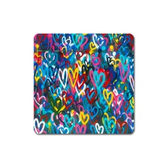 Graffiti Hearts Street Art Spray Paint Rad Square Magnet by genx