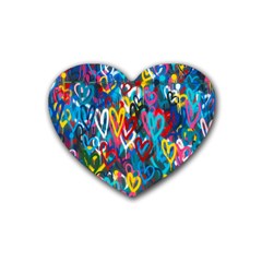 Graffiti Hearts Street Art Spray Paint Rad Rubber Coaster (heart)  by genx