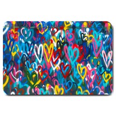 Graffiti Hearts Street Art Spray Paint Rad Large Doormat  by genx