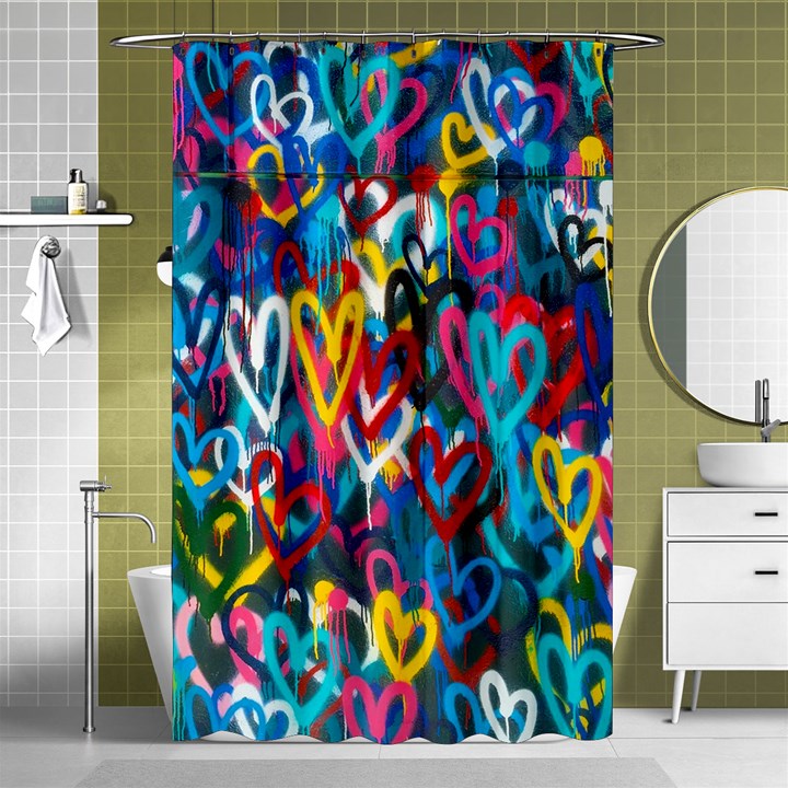 Graffiti Hearts Street Art Spray Paint Rad Shower Curtain 48  x 72  (Small) 