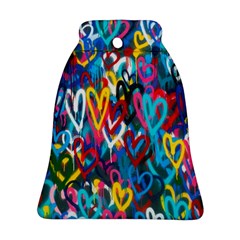 Graffiti Hearts Street Art Spray Paint Rad Bell Ornament (two Sides) by genx