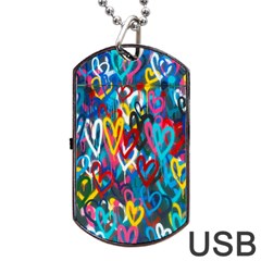 Graffiti Hearts Street Art Spray Paint Rad Dog Tag Usb Flash (one Side) by genx