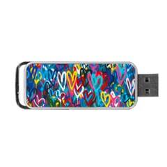 Graffiti Hearts Street Art Spray Paint Rad Portable Usb Flash (one Side) by genx