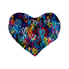 Graffiti Hearts Street Art Spray Paint Rad Standard 16  Premium Heart Shape Cushions by genx