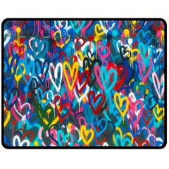 Graffiti Hearts Street Art Spray Paint Rad Double Sided Fleece Blanket (medium)  by genx