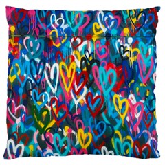 Graffiti Hearts Street Art Spray Paint Rad Large Flano Cushion Case (one Side) by genx