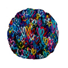 Graffiti Hearts Street Art Spray Paint Rad Standard 15  Premium Flano Round Cushions by genx