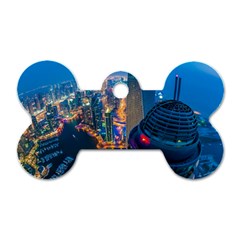 City Dubai Photograph From The Top Of Skyscrapers United Arab Emirates Dog Tag Bone (one Side) by Sapixe