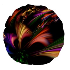 Color Burst Abstract Large 18  Premium Flano Round Cushions by Sapixe