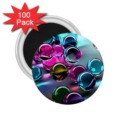 Colorful Balls Of Glass 3d 2 25  Magnets (100 Pack)  by Sapixe