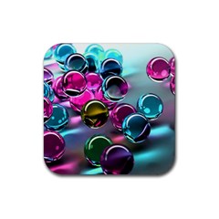 Colorful Balls Of Glass 3d Rubber Coaster (square)  by Sapixe