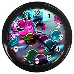 Colorful Balls Of Glass 3d Wall Clocks (black) by Sapixe