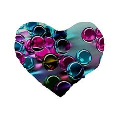 Colorful Balls Of Glass 3d Standard 16  Premium Heart Shape Cushions by Sapixe