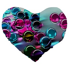 Colorful Balls Of Glass 3d Large 19  Premium Flano Heart Shape Cushions by Sapixe