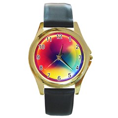 Colorful Glowing Round Gold Metal Watch