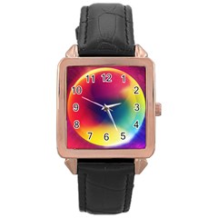 Colorful Glowing Rose Gold Leather Watch 