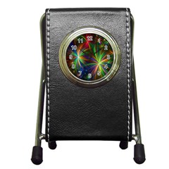 Colorful Firework Celebration Graphics Pen Holder Desk Clocks by Sapixe