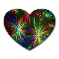 Colorful Firework Celebration Graphics Heart Mousepads by Sapixe