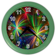 Colorful Firework Celebration Graphics Color Wall Clocks by Sapixe