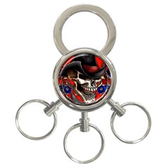 Confederate Flag Usa America United States Csa Civil War Rebel Dixie Military Poster Skull 3-ring Key Chains by Sapixe