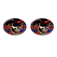 Confederate Flag Usa America United States Csa Civil War Rebel Dixie Military Poster Skull Cufflinks (oval) by Sapixe