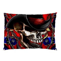 Confederate Flag Usa America United States Csa Civil War Rebel Dixie Military Poster Skull Pillow Case (two Sides) by Sapixe