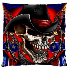 Confederate Flag Usa America United States Csa Civil War Rebel Dixie Military Poster Skull Standard Flano Cushion Case (one Side) by Sapixe