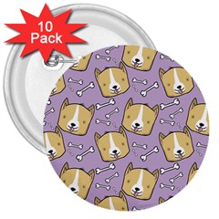 Dog Pattern 3  Buttons (10 Pack)  by Sapixe