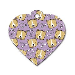 Dog Pattern Dog Tag Heart (one Side)