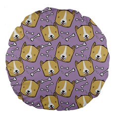 Dog Pattern Large 18  Premium Flano Round Cushions by Sapixe