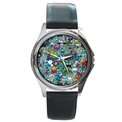 Comics Collage Round Metal Watch