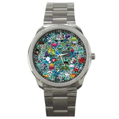 Comics Collage Sport Metal Watch by Sapixe