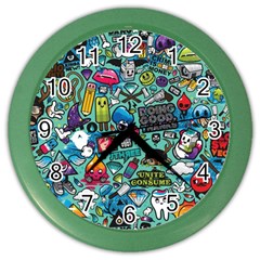 Comics Collage Color Wall Clocks by Sapixe