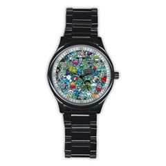 Comics Collage Stainless Steel Round Watch