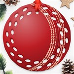 Cricket Ball Round Filigree Ornament (Two Sides) Front