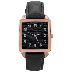 Dark Lake Ocean Pattern River Sea Rose Gold Leather Watch  by Sapixe