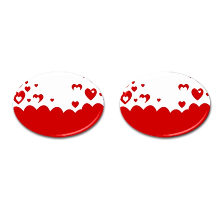 Heart Shape Background Love Cufflinks (Oval)