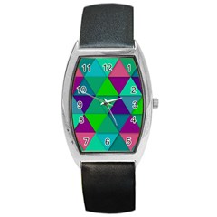 Background Geometric Triangle Barrel Style Metal Watch by Nexatart