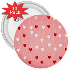 Heart Shape Background Love 3  Buttons (10 Pack)  by Nexatart