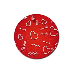 Background Valentine S Day Love Rubber Round Coaster (4 Pack)  by Nexatart