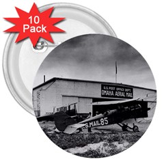 Omaha Airfield Airplain Hangar 3  Buttons (10 Pack)  by Nexatart