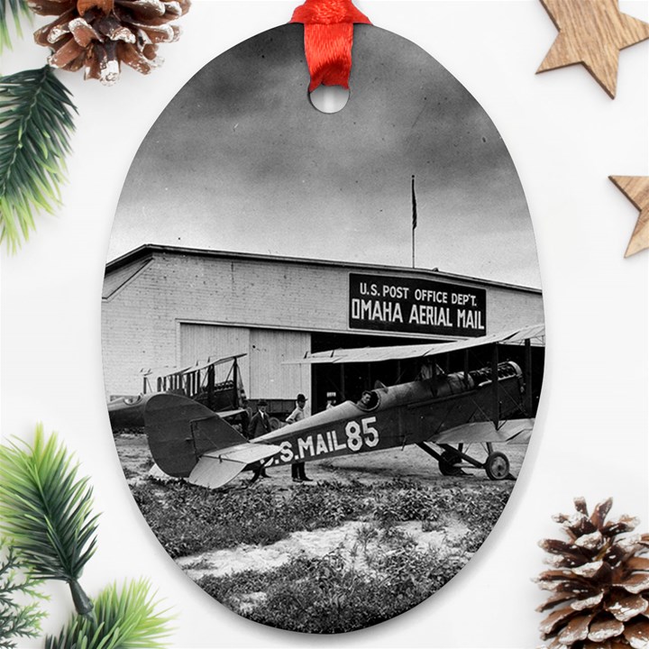 Omaha Airfield Airplain Hangar Oval Ornament (Two Sides)