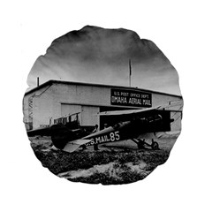 Omaha Airfield Airplain Hangar Standard 15  Premium Round Cushions by Nexatart