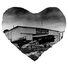 Omaha Airfield Airplain Hangar Large 19  Premium Heart Shape Cushions by Nexatart