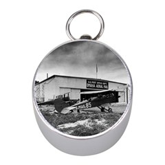 Omaha Airfield Airplain Hangar Mini Silver Compasses by Nexatart